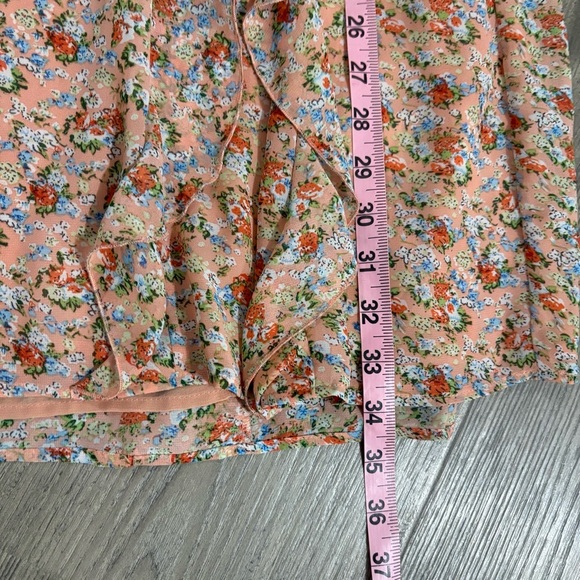 Sachin + Babi Anthropologie Peach Floral Mini Dress Ruffle Sleeveless Sz 0 - Picture 9 of 13